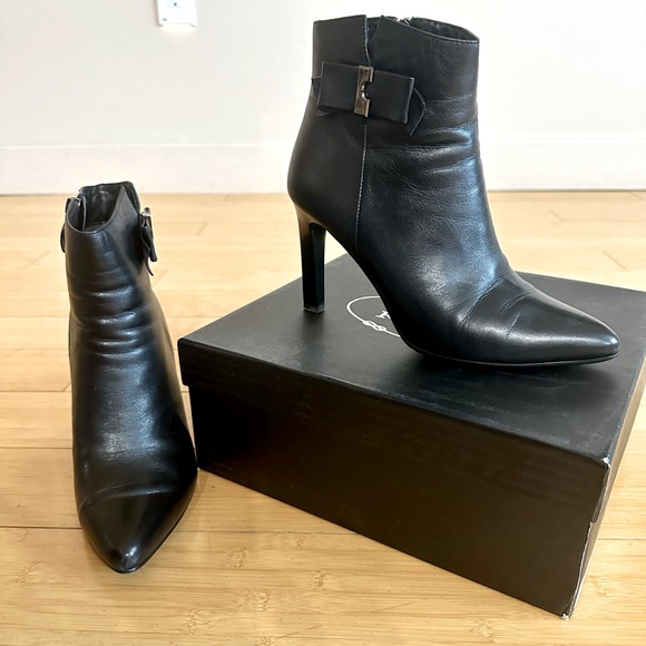 Leather high heel booties with warm lining size 39 - Picture 1 of 9